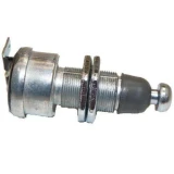 Allis-Chalmers neutral safety starting switch OEM 70248659 for farm tractors, shown as a metal threaded switch with mounting nuts, a rubber boot, and a rounded plunger.