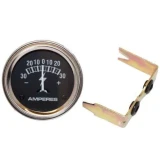 Allis-Chalmers tractor ammeter gauge with a black 30-0-30 amp dial, chrome-colored bezel, and separate gold-tone mounting bracket.