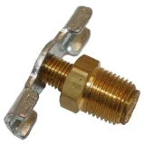 Brass Allis-Chalmers carburetor fuel bowl or LP regulator drain cock, part number 70915514, with a threaded body, hex nut, and flat metal wing handle.