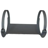 A black metal support bracket with straps and adjustable fasteners designed to hold the fuel tank for Allis-Chalmers farm tractors.