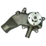 A metal water pump designed for Allis-Chalmers farm tractors, with product numbers 74062321 and 74007683. The pump has a cylindrical body with an attached mounting flange and a protruding pipe for water intake or output.