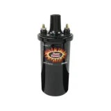 A black Flame Thrower Coil with a flame logo in the center, labeled as Pertronix Flame Thrower Coil 40,000 Volts 12V, designed for Allis-Chalmers farm tractors.