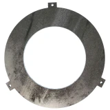 A circular metal clutch center plate for Allis-Chalmers WD and WD45 farm tractors. The plate has a hole at the top and small tabs at the edges, and appears to be made of durable steel.