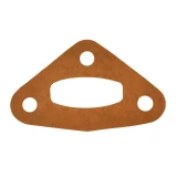 A triangular-shaped gasket with three holes, made of brown material, used for Allis-Chalmers water pump mounting on D17, 170, and 175 tractors.