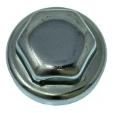 Allis-Chalmers Front Wheel Hub Cap for Allis-Chalmers WD45, WD, D14, D15, D17, close-up view of a metallic wheel hub cap with a hexagonal center and smooth finish.