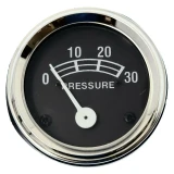 Allis-Chalmers Universal Oil Pressure Gauge (0-30 LB), black dial with white markings, measuring oil pressure in pounds per square inch.