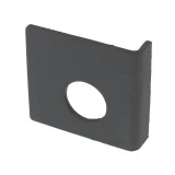 Allis-Chalmers B Clutch Rod Clip KI1275, black metal clip with a circular hole in the center for gear mechanism attachment.