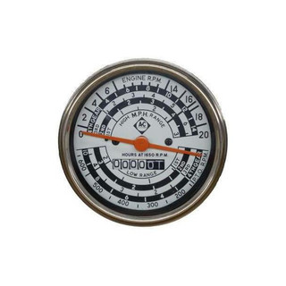Allis-Chalmers D17 Diesel Tachometer / Operation Meter AC-1505D, round analog gauge with black and white dial and orange needle indicating engine RPM and operational data.