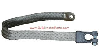Allis-Chalmers Battery Cable 19" (Non-Insulated) AB-421D, image of a braided metal battery cable with eyelet terminals in a close-up view.