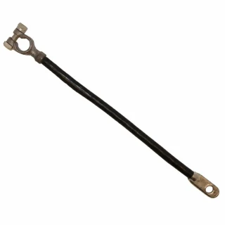 Allis-Chalmers Battery Cable 12 inch Insulated AB-415D, a black electrical battery cable with metal terminals on both ends.