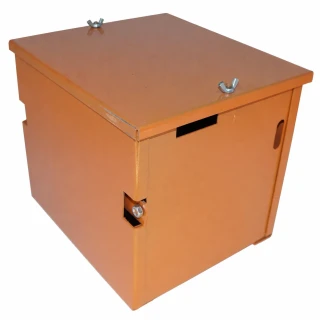 Allis-Chalmers Battery Box for RC, WC, WF models, orange metal enclosure with side and top access, industrial tractor part