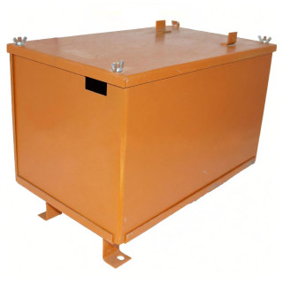 Allis-Chalmers Allis Chalmers WD45 Diesel Battery Box, orange metal container with sturdy handles and mounting brackets for heavy-duty use.