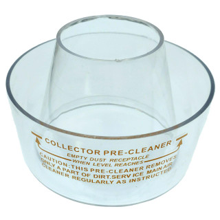 Allis-Chalmers 5-1/2 Small Pre-Cleaner Bowl, clear plastic collector pre-cleaner bowl with label and instructions.