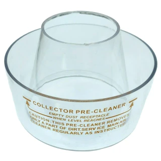 Allis-Chalmers 5-1/2 Small Pre-Cleaner Bowl, clear plastic collector pre-cleaner bowl with label and instructions.