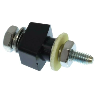 Allis-Chalmers Delco Distributor Terminal Insulator Assembly (Round Style) - AB-498D, black and metallic electrical connector with insulator and screw