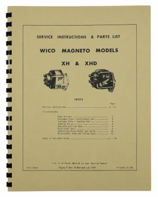 Allis-Chalmers WICO Magneto Service Manual Instructions & Parts List