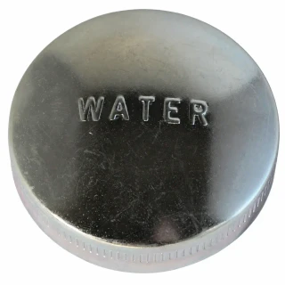 Allis-Chalmers Radiator Cap for Allis-Chalmers and IH Farmall, black metal with 'WATER' embossed on the top.