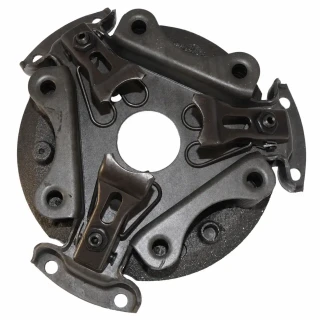 Allis-Chalmers G Clutch Pressure Plate 70800027, heavy-duty black metal clutch pressure plate assembly with mechanical linkages and mounting holes.