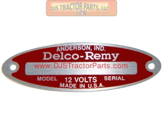 Allis-Chalmers Blank Starter Generator Tag 12V Delco Remy with 2 Rivets 