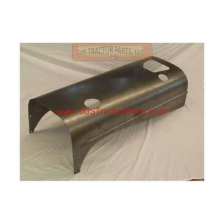 Allis-Chalmers WD45 Diesel Hood, black metal tractor hood with cutouts for features, new replacement part for vintage tractor restoration.