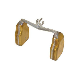 Allis-Chalmers Holley Carburetor Float for Allis-Chalmers 190 and Ford, automotive engine part with yellow float chambers and metal mounting bracket.