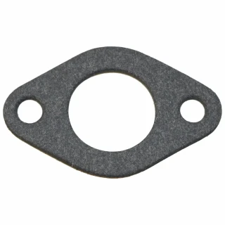 Allis-Chalmers Carburetor Gasket for Allis Chalmers, Avery, Farmall, Massey Harris, black rubber gasket with central hole and two smaller holes for mounting.