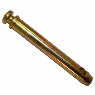 Aftermarket 3 PT Toplink Pin, a metallic pin with a gold finish used in tractor and agricultural machinery connecting top link for stability.