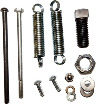 Allis-Chalmers Snap Coupler Latch Repair Kit, image showing springs, bolts, nuts, washers, and pins for tractor coupler repair.