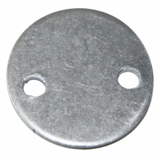 Allis-Chalmers Throttle Butterfly Disc for Marvel Schebler Carburetor, metal circular disc with two holes for installation.