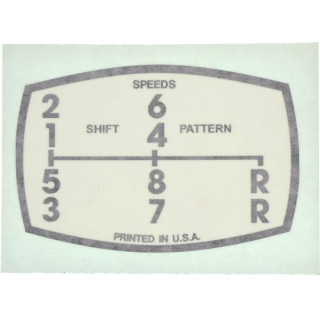 Allis-Chalmers D17 D15 190 Gear Shift Pattern Vinyl, close-up of gear shift pattern diagram showing 6 speeds, reverse and pattern details.