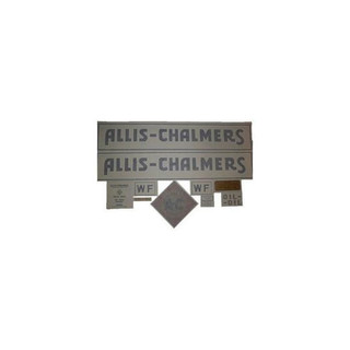 Allis-Chalmers WF Unstyled 1937-1940 Blue Vinyl Cut Decal Set, collection of vintage blue decals including logos and labels for tractor restoration.