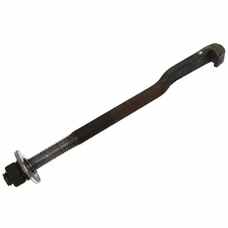Allis-Chalmers Front Weight Anchor Rod, image of a black elongated metal rod with a threaded end and a nut, used for Allis Chalmers D15, D17, D19 tractors.