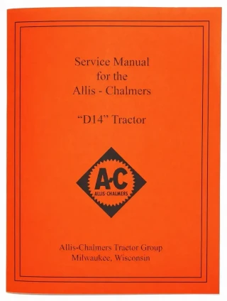 Allis-Chalmers Allis Chalmers D14 Service Manual, orange cover with black text and logo, for tractor service and maintenance.