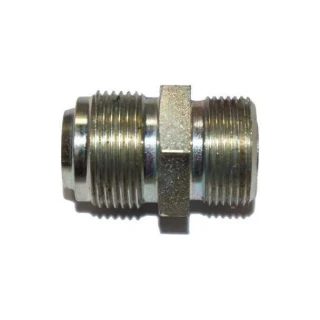 Allis-Chalmers Tachometer Drive Threaded Nipple 70228769, metal threaded fitting with hexagonal center for tachometer connection.