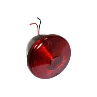 Allis-Chalmers 12 Volt Round Red Tail Light Assembly with License Lamp Window, vintage tractor lighting part.