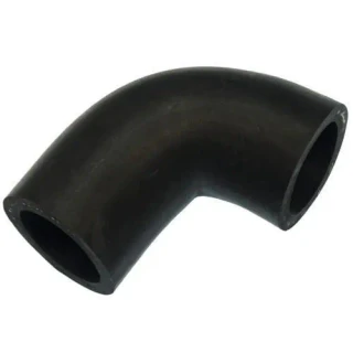 Black curved upper radiator hose for Allis-Chalmers farm tractors, part number 70231965.