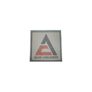 Allis-Chalmers Black/Orange on White Vinyl Decal, product image of a square decal featuring the Allis-Chalmers logo with text.