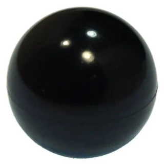 Black, glossy, spherical Allis-Chalmers hydraulic lever brake release knob, shown alone against a white background.