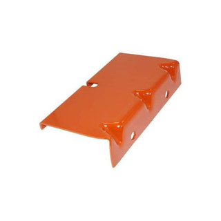 Allis-Chalmers D14 D15 D17 PTO Guard, protective orange metal shield for agricultural tractor power takeoff safety.