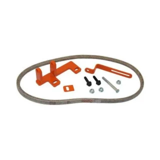 Allis-Chalmers WC, WF, WD, and WD45 tractor alternator bracket kit with orange mounting brackets, belt, bolts, nuts, and washers.