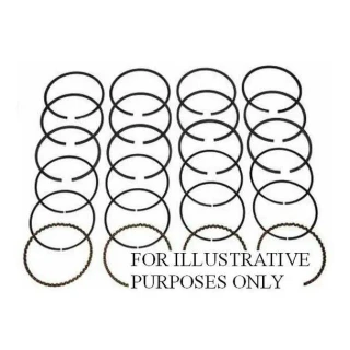Allis-Chalmers Piston Ring Set 4-Cylinder, image of four sets of piston rings for Allis-Chalmers D15 H3 I600 engines arranged in rows with a disclaimer for illustrative purposes only.