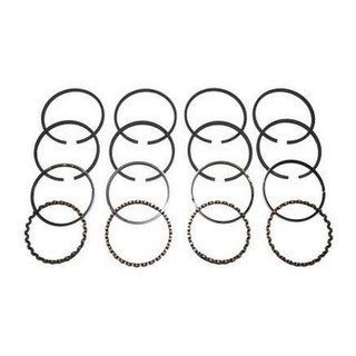 Allis-Chalmers Piston Ring Set 4-Cylinder for Allis-Chalmers G, Massey Harris Pony, image of four piston rings with different designs arranged in a row.