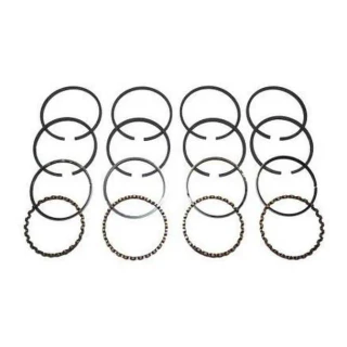 Allis-Chalmers Piston Ring Set 4-Cylinder for Allis-Chalmers G, Massey Harris Pony, image of four piston rings with different designs arranged in a row.