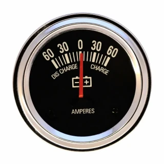 Allis-Chalmers Ammeter 60-0-60 AMP Gauge 2 inch Diameter, analog display of electrical current measurement with black dial and red needle.