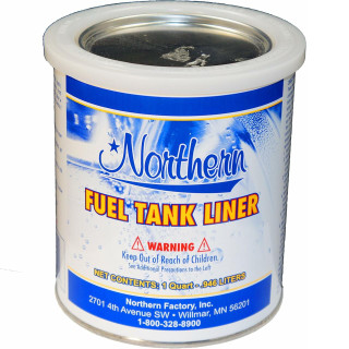Allis-Chalmers Gas Tank Sealer - 1 Quart Can - ACR2043, a silver can with a blue and white label featuring the product name and warning notice.