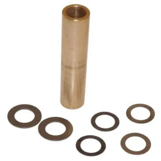 Brass distributor shaft bushing with six flat shims for an Allis-Chalmers Delco distributor repair kit for farm tractors.