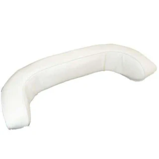 White curved back-and-arm-rest cushion for an Allis-Chalmers farm tractor, shown alone against a white background.