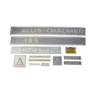 Allis-Chalmers 185 Diesel Vinyl Cut Decal Set, gray and white decals for tractor branding and warning labels.
