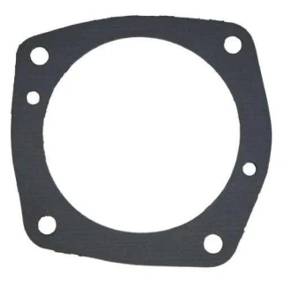 Image of a gasket for Allis-Chalmers farm tractors, specifically for the governor cover. The gasket is an irregular square with rounded corners and a large central hole, as well as five smaller holes around the perimeter.
