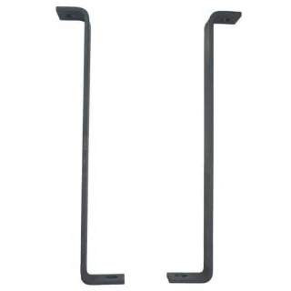 A pair of drawbar brace components for Allis-Chalmers farm tractors, specifically for models B and C. The parts are black, elongated, with a slight bend at one end, designed for attachment.